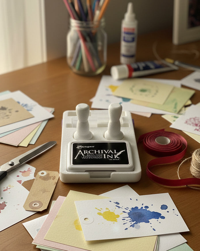 Ranger Archival Ink pad with two white nozzles on a white background